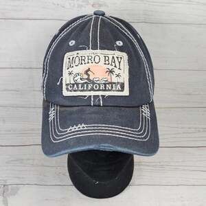 Morro Bay California Surfer Hat Pit Bull Baseball Cap Men's Adjustable Navy Blue